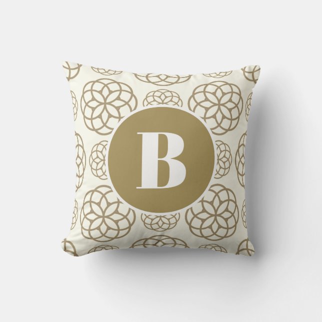 Coussin Motif Cercle d'or personnalisé Monogramme (Recto)