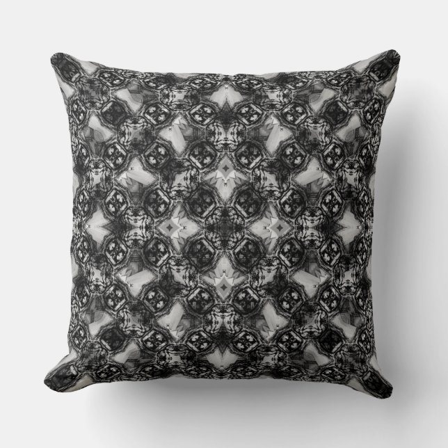 Coussin Motif Chaînes Diamants Noir & Blanc (Recto)