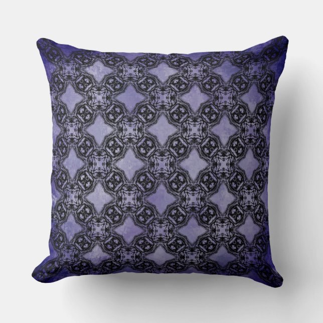 Coussin Motif Chaînes Diamants Noir & Violet (Recto)
