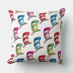 Coussin Motif Chapeau Coloré du Chat dans le Chapeau