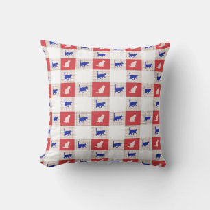Coussin Motif Chat en carton rouge, blanc et bleu