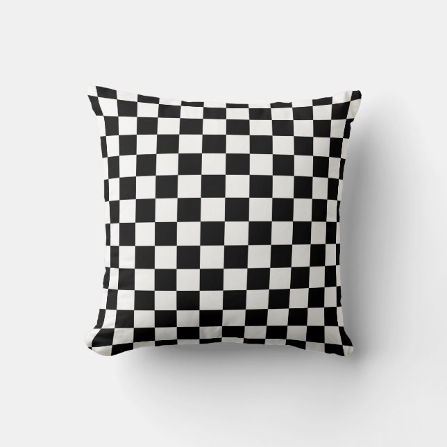 Coussin Motif checkered noir et blanc (Recto)