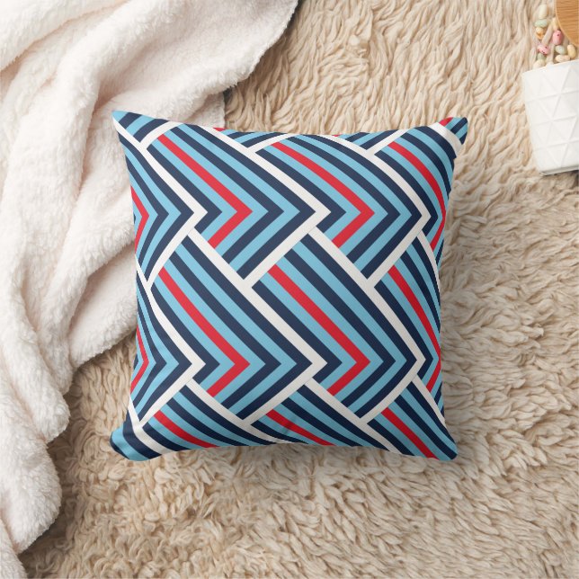 Coussin Motif chevron bleu et rouge moderne (Couverture)