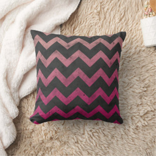 Coussin Motif chevron gris foncé ombré rose magenta rouge