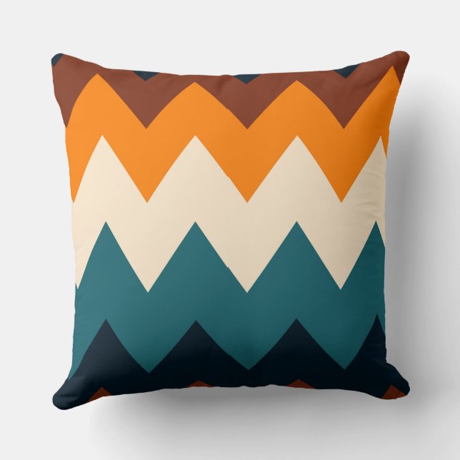 Coussin Motif Chevron jaune, bleu et turquoise (Verso)