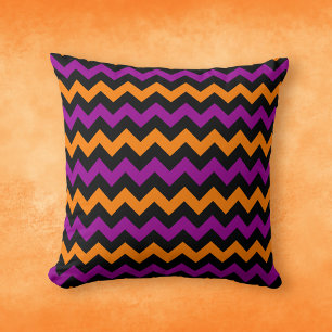 Coussin Motif Chevron noir orange violet Halloween
