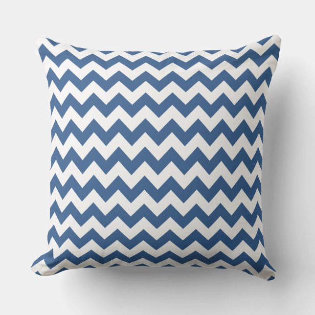 Coussin Motif chevron rayé bleu moderne (Recto)