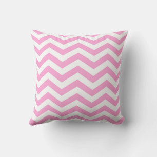 Coussin Motif Chevron rose et blanc
