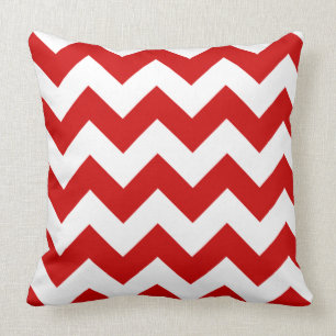 Coussin Motif Chevron Rouge et Blanc