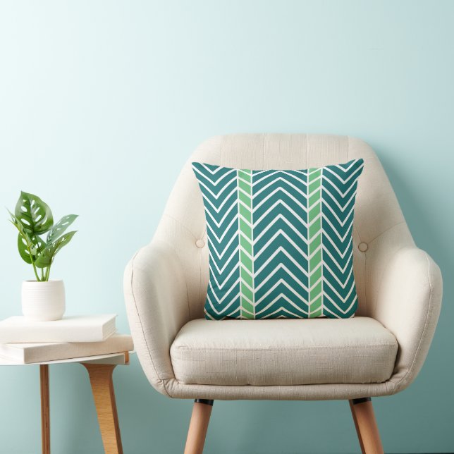 Coussin Motif Chevron Sarcelle (Chaise)