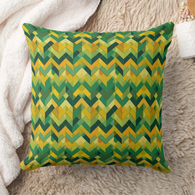 Coussin Motif chevron vert et jaune  (Couverture)