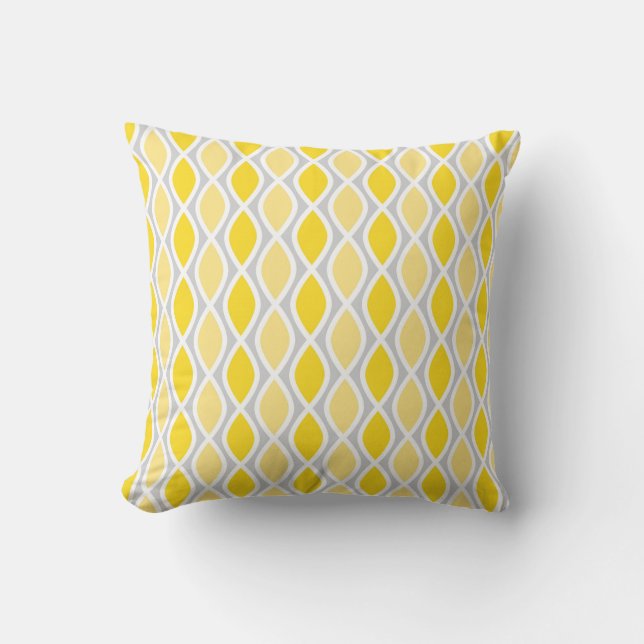 Coussin Motif chic de Trellis jaune et gris (Recto)