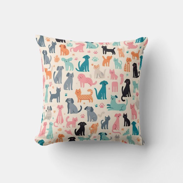 Coussin Motif chien et chat sans couture (Recto)