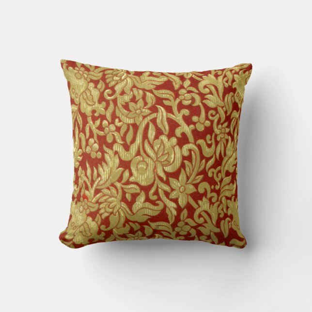 Coussin Motif chinois de rouge et d'or (Recto)