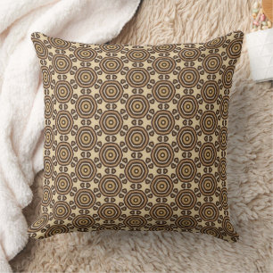 Coussin Motif circulaire Abstrait Tan Géométrique Brown