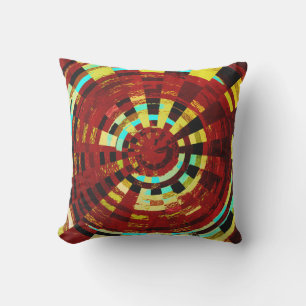 Coussin Motif circulaire Brown rouge rouge bleu jaune rétr