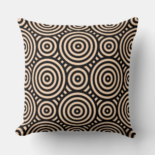 Coussin Motif circulaire imbriqué noir et rose
