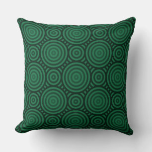 Coussin Motif circulaire imbriqué vert géométrique