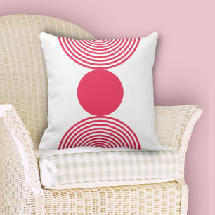 Coussin Motif circulaire minimaliste rose et blanc