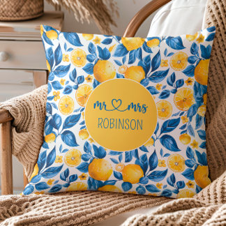 Coussin Motif Citron Fruit Tropical Nom de Couple Personna