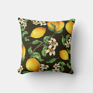 Coussin Motif citron verni à la main