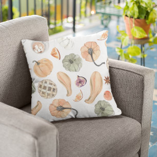 Coussin Motif Citrouille couleur aquarelle Vibes d'autom