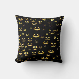 Coussin Motif Citrouille d'Halloween effrayant