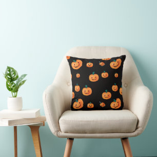 Coussin Motif Citrouille Halloween