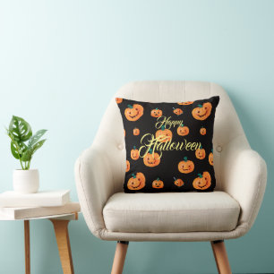 Coussin Motif Citrouille Halloween