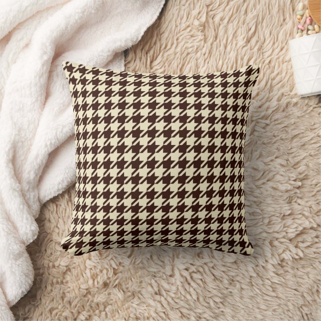 Coussin Motif classique Brown ivoire Pepita Houndstooth (Couverture)