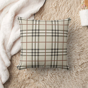 Coussin Motif Classique Confortable Carreaux Neutres