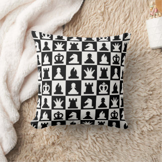 Coussin Motif classique de tableau d'échec noir et blanc
