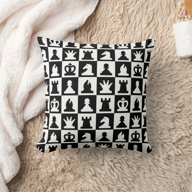 Coussin Motif classique de tableau d'échec noir et blanc (Couverture)
