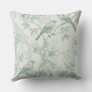 Coussin Motif Classique de Toile de Jardin de Oiseaux à la