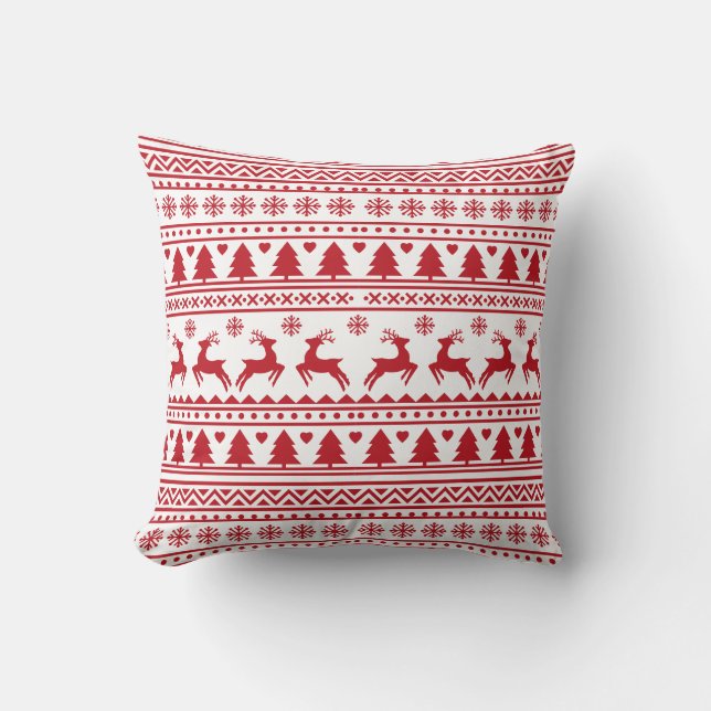 Coussin Motif classique rouge scandinave de Noël (Recto)