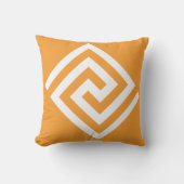 Coussin Motif clé grec Orange blanc cadeau moderne 2025 (Recto)