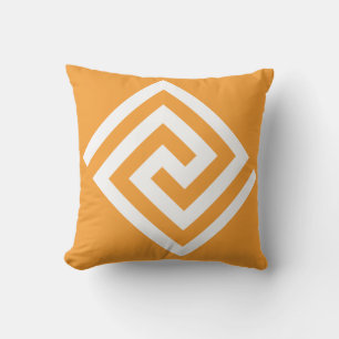 Coussin Motif clé grec orange blanc Cadeau moderne 2025