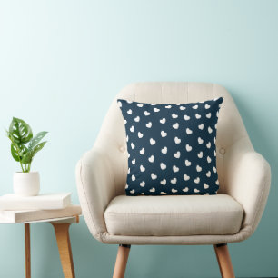 Coussin Motif coeurs blancs bleu