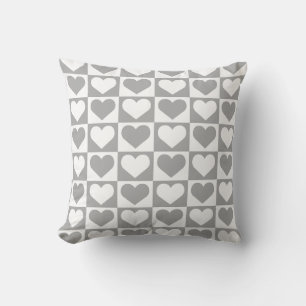 Coussin Motif Coeurs de tableau de bord - gris et blanc