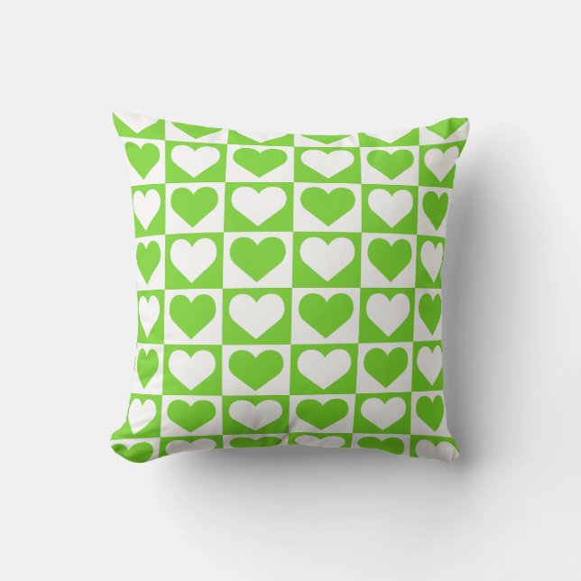 Coussin Motif Coeurs de tableau de bord - Vert et Blanc (Recto)