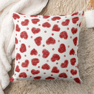 Coussin Motif coeurs rouges et blancs