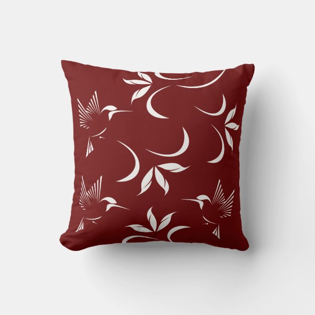 Coussin Motif Colibri En Bourgogne (Recto)