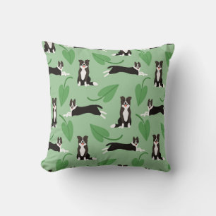 Coussin Motif Collie Bordure Joueuse