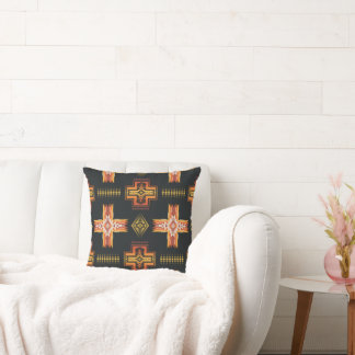 Coussin Motif coloré Aztèque Sud-Ouest sur Noir