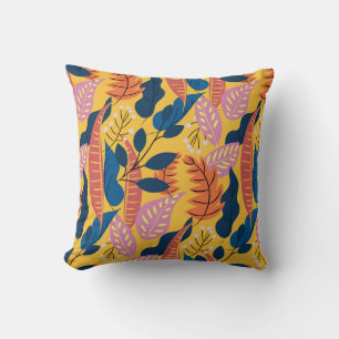 Coussin Motif coloré clair avec feuilles tropicaux, berri