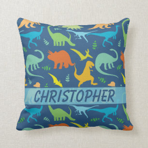 Coussin Motif coloré de dinosaure à personnaliser