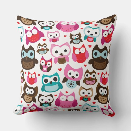 Coussin motif coloré de hibou (Recto)