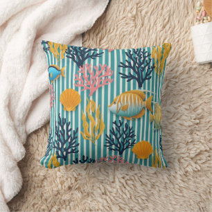 Coussin Motif coloré de la vie marine côtière (12)