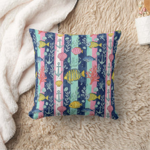 Coussin Motif coloré de la vie marine côtière (2)
