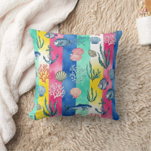 Coussin Motif coloré de la vie marine côtière (6)